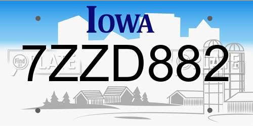 7ZZD882 Iowa License Plate