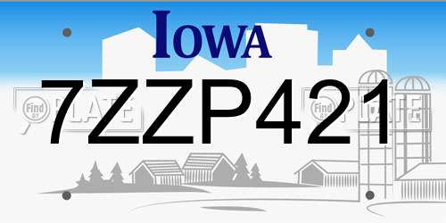7ZZP421 Iowa License Plate