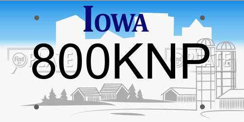 800KNP Iowa License Plate