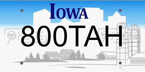 800TAH Iowa License Plate