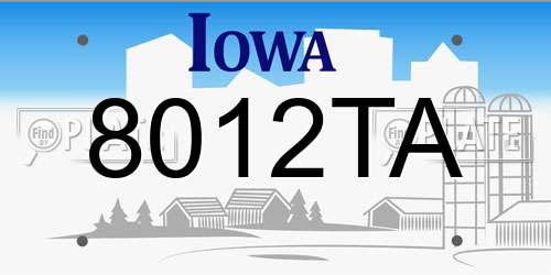 8012TA Iowa License Plate
