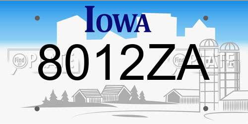 8012ZA Iowa License Plate
