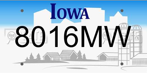 8016MW Iowa License Plate