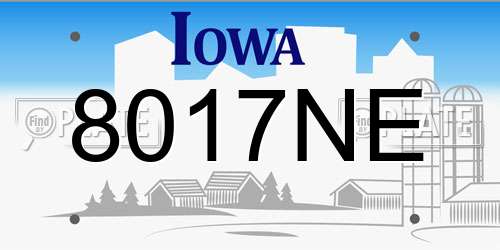 8017NE Iowa License Plate