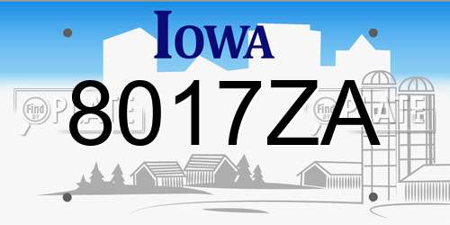 8017ZA Iowa License Plate