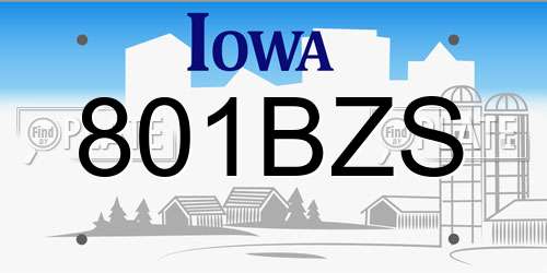 801BZS Iowa License Plate