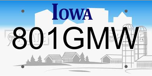 801GMW Iowa License Plate