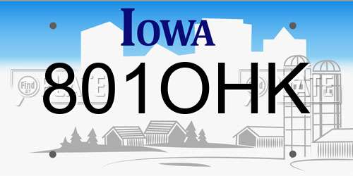 801OHK Iowa License Plate
