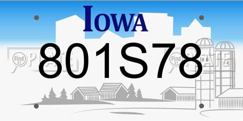 801S78 Iowa License Plate