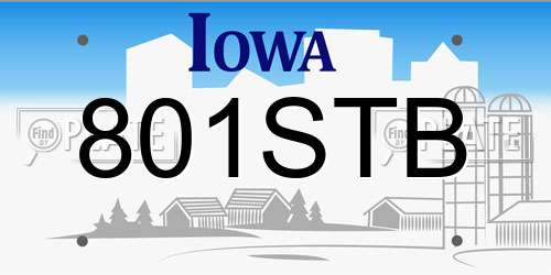 801STB Iowa License Plate