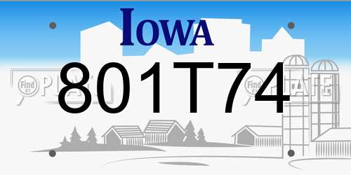 801T74 Iowa License Plate