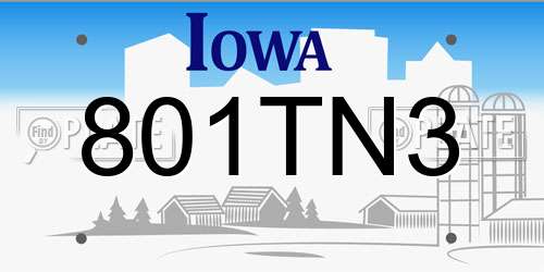 801TN3 Iowa License Plate