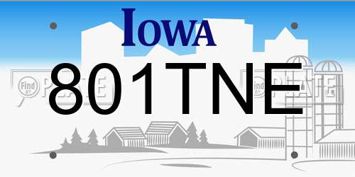 801TNE Iowa License Plate