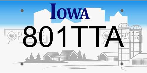 801TTA Iowa License Plate