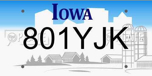 801YJK Iowa License Plate