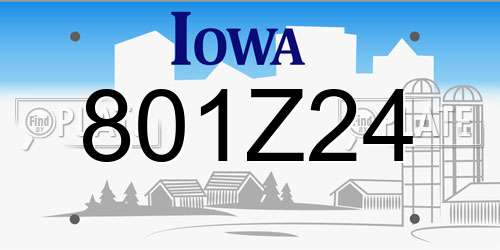 801Z24 Iowa License Plate