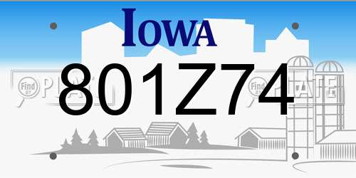 801Z74 Iowa License Plate