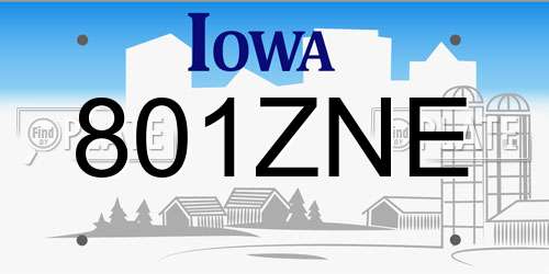 801ZNE Iowa License Plate