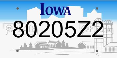 80205Z2 Iowa License Plate