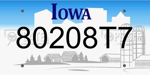 80208T7 Iowa License Plate