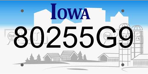 80255G9 Iowa License Plate