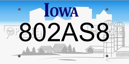 802AS8 Iowa License Plate