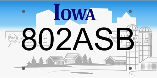 802ASB Iowa License Plate