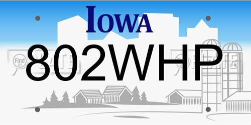 802WHP Iowa License Plate