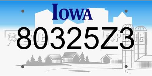 80325Z3 Iowa License Plate
