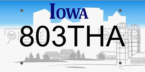 803THA Iowa License Plate
