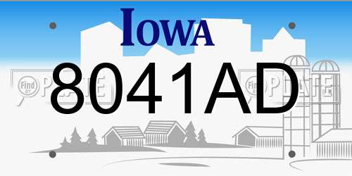 8041AD Iowa License Plate