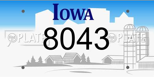 8043 Iowa License Plate
