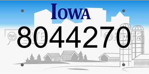 8044270 Iowa License Plate