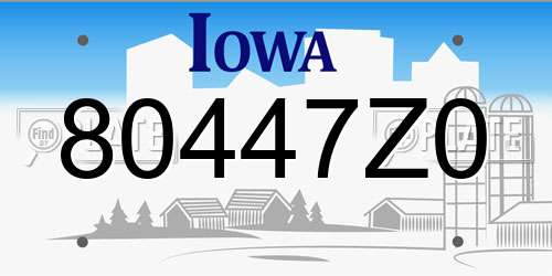 80447Z0 Iowa License Plate