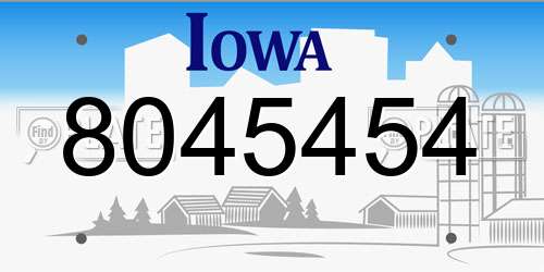 8045454 Iowa License Plate