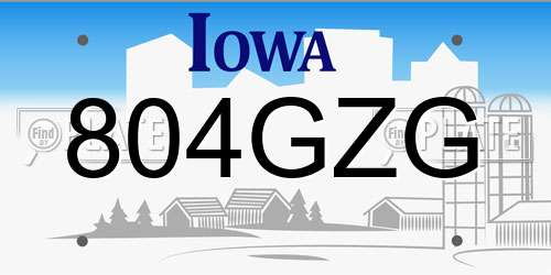 804GZG Iowa License Plate