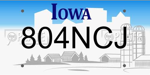804NCJ Iowa License Plate