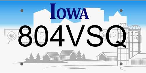 804VSQ Iowa License Plate