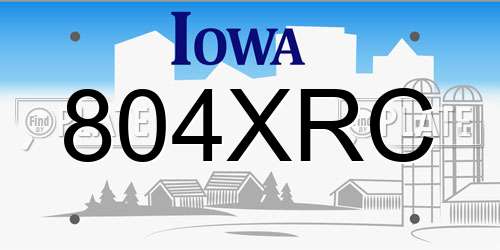 804XRC Iowa License Plate