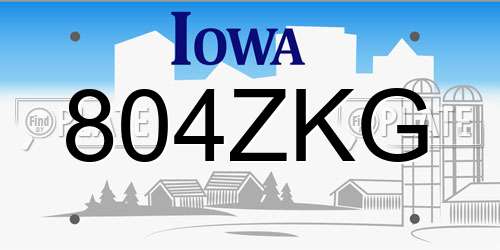 804ZKG Iowa License Plate