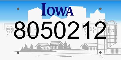 8050212 Iowa License Plate