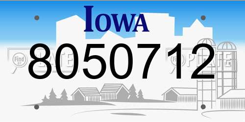 8050712 Iowa License Plate