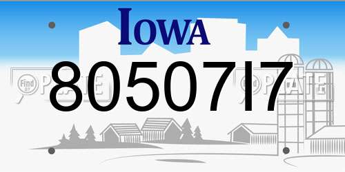 80507I7 Iowa License Plate