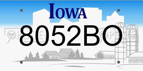 8052BO Iowa License Plate