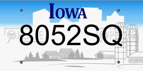 8052SQ Iowa License Plate