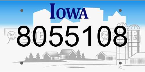 8055108 Iowa License Plate