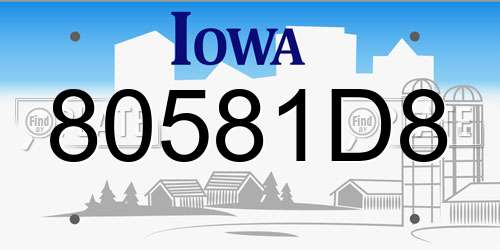 80581D8 Iowa License Plate