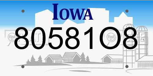80581O8 Iowa License Plate