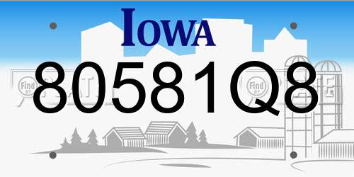 80581Q8 Iowa License Plate
