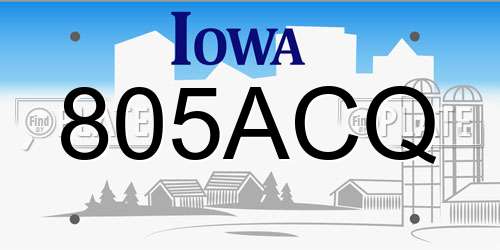 805ACQ Iowa License Plate